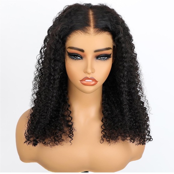 ISEE M-Cap Kinky Curly Glueless Wig Human Hair PrePluck/Cut Bleached Knots 18 In - Picture 2 of 5